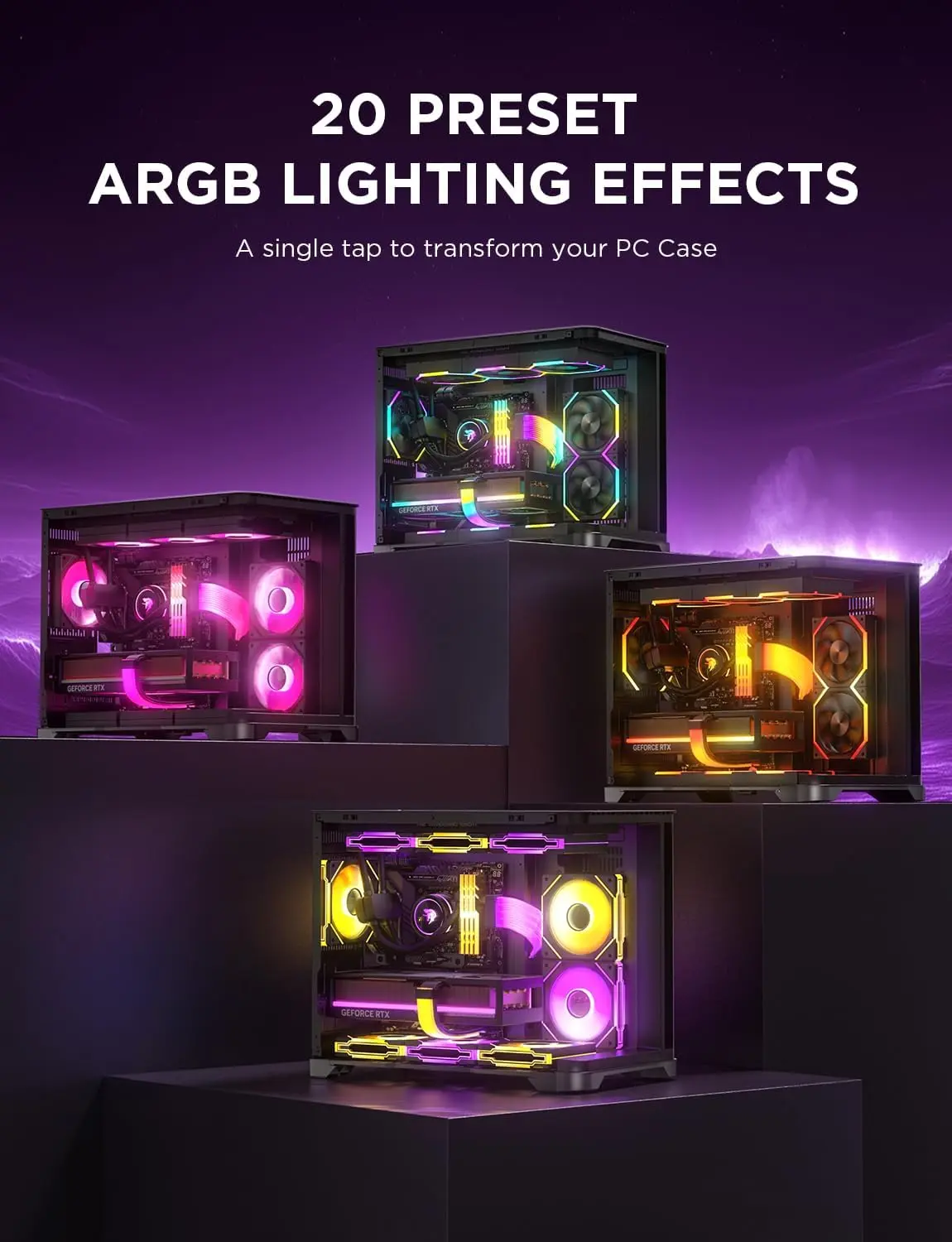 AsiaHorse ASH-S1 ARGB Fan Hub – 9-Port PWM + ARGB Controller, 20 Preset Effects, Color-Learning Mode, Remote Control, Aura Sync Compatible - Image 3